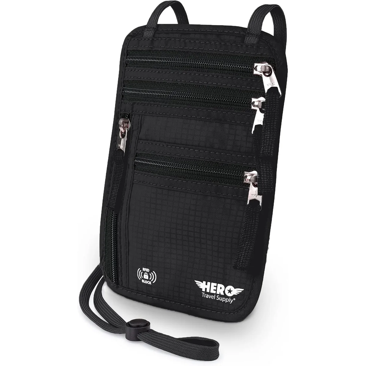 RFID-blocking neck wallet — Passport, permits and cash, on your body