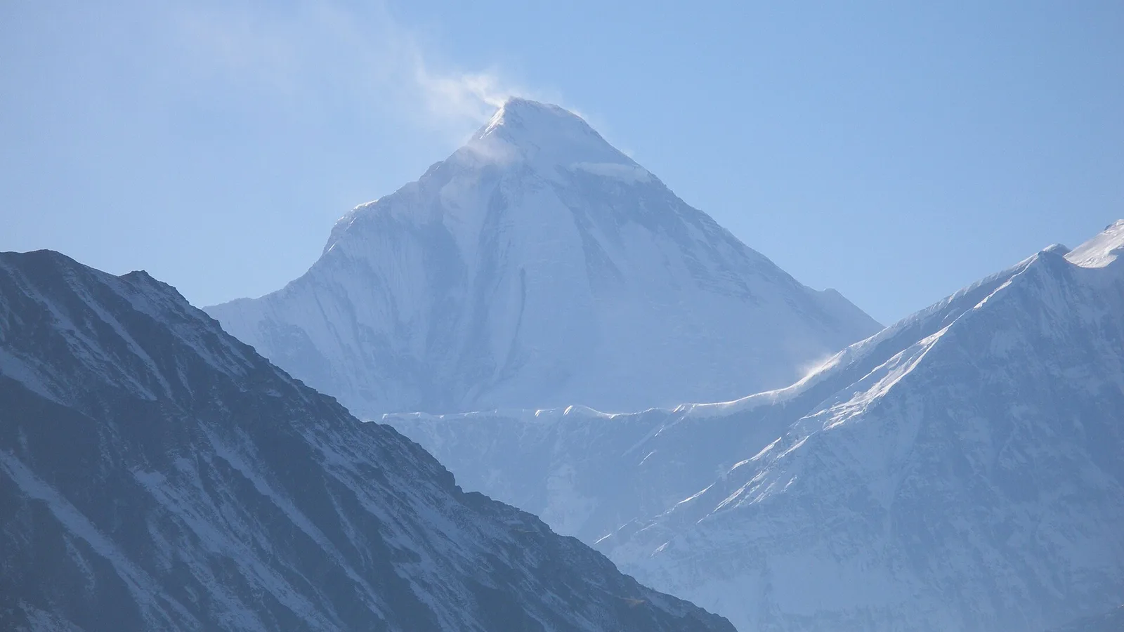 Mount Dhaulagiri I (8,167 m) above the Dhaulagiri Circuit trek in Myagdi district, western Nepal — a Kali Gandaki–side trek well to the west of the flood-hit Rasuwa corridor and unaffected by the 2026 floods