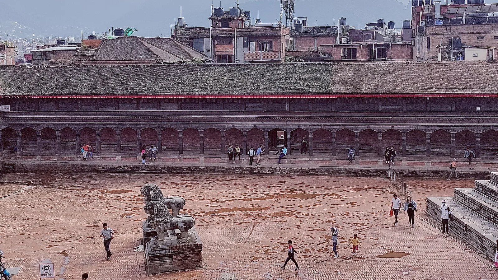 The tiered pagodas and brick courtyards of Bhaktapur Durbar Square in the Kathmandu Valley, Nepal — the capital sits at about 1,400 m in central Nepal, well south of the flood-hit Rasuwa corridor, and its UNESCO heritage sites are open and running normally after the 2026 floods