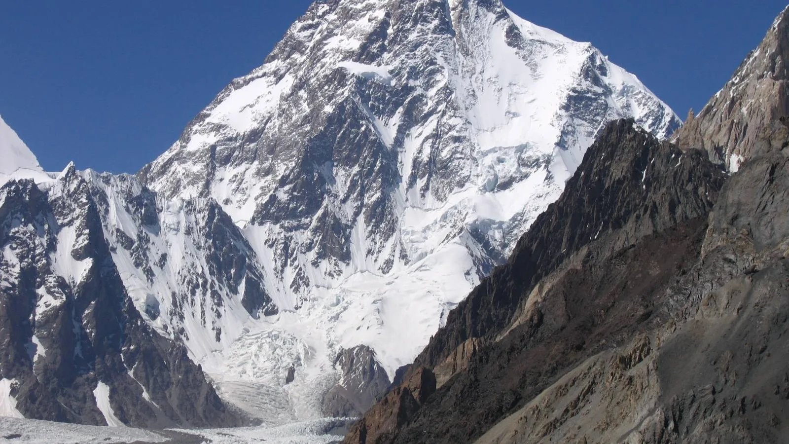 K2 (8,611 m), the “Savage Mountain” of the Karakoram on the Pakistan–China border — the world’s second-highest peak and, by death rate, far deadlier to climb than Everest