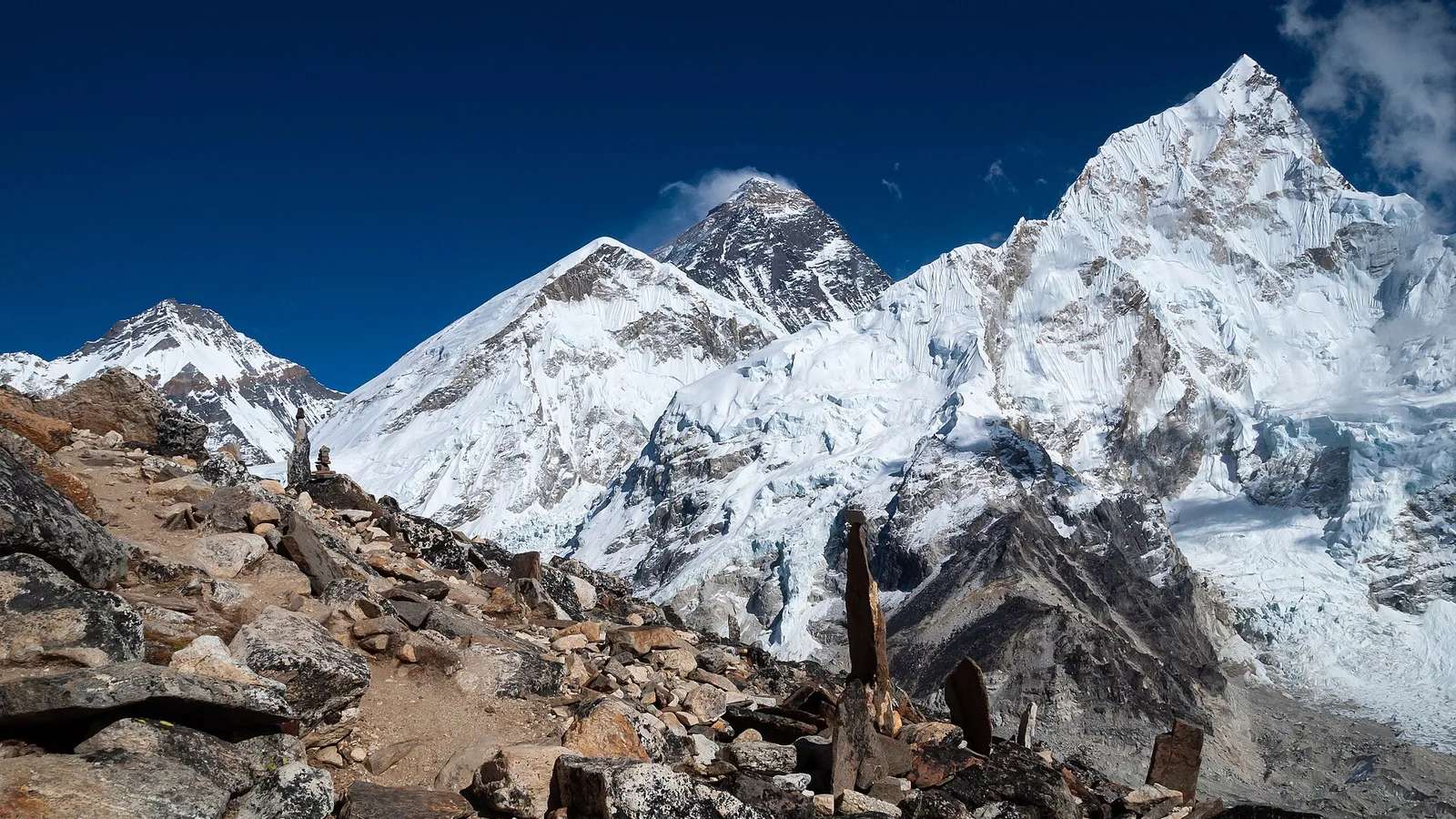 A skyline of 8,000-metre Himalayan peaks in Nepal — the eight-thousanders range from the much-climbed Everest and Cho Oyu to the rarely-summited Annapurna I and Kangchenjunga