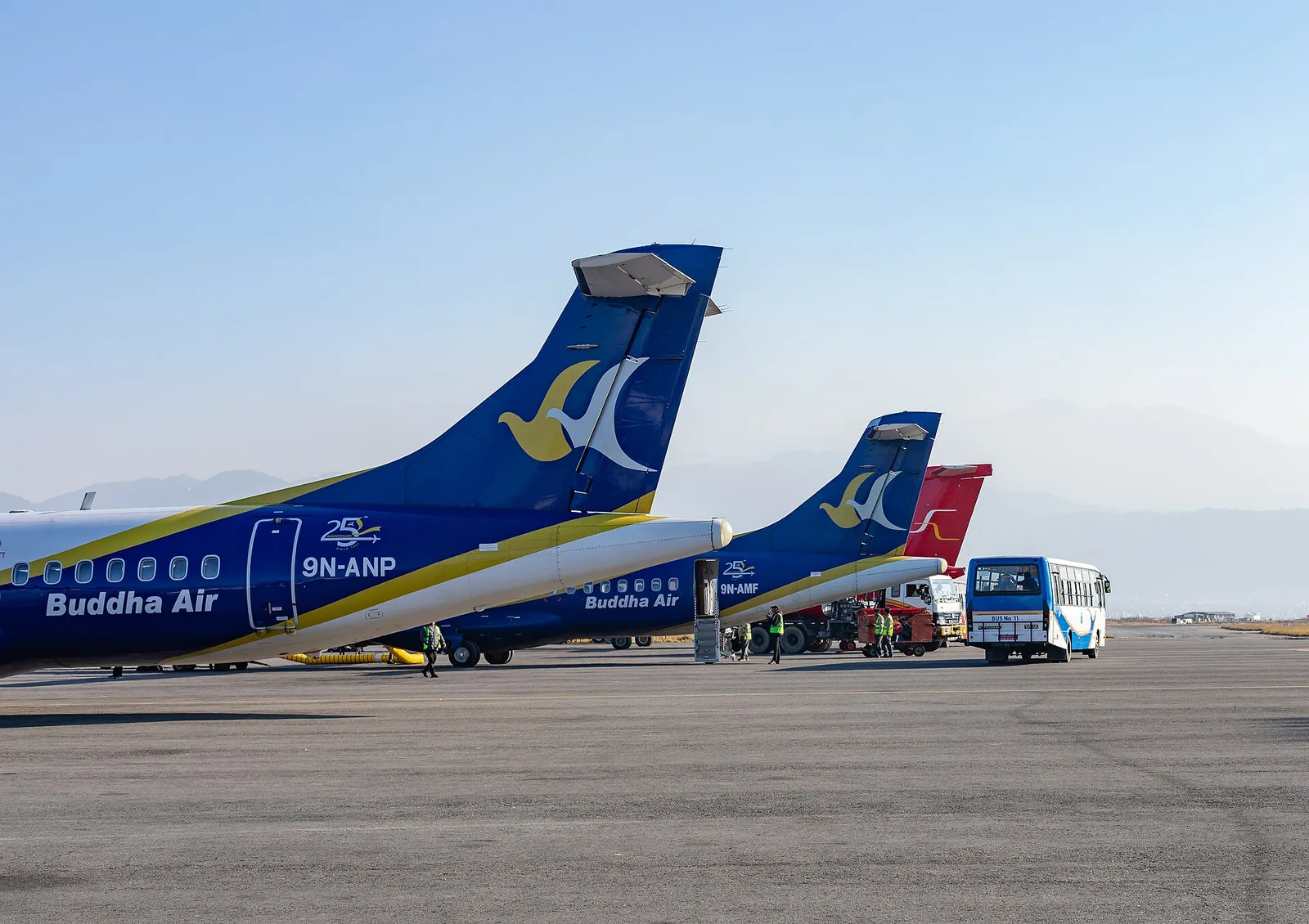 Buddha Air aircraft parked on the apron at Tribhuvan International Airport in Kathmandu, Nepal’s main international gateway
