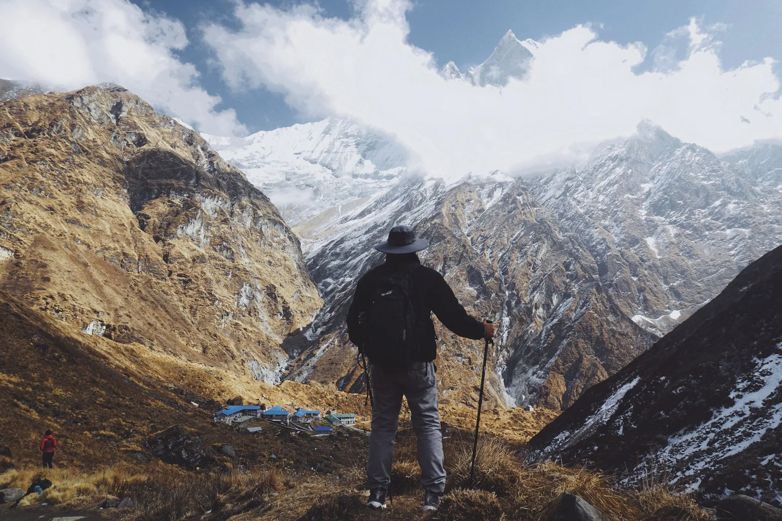 Trekkers on the trail in the Annapurna region, Nepal