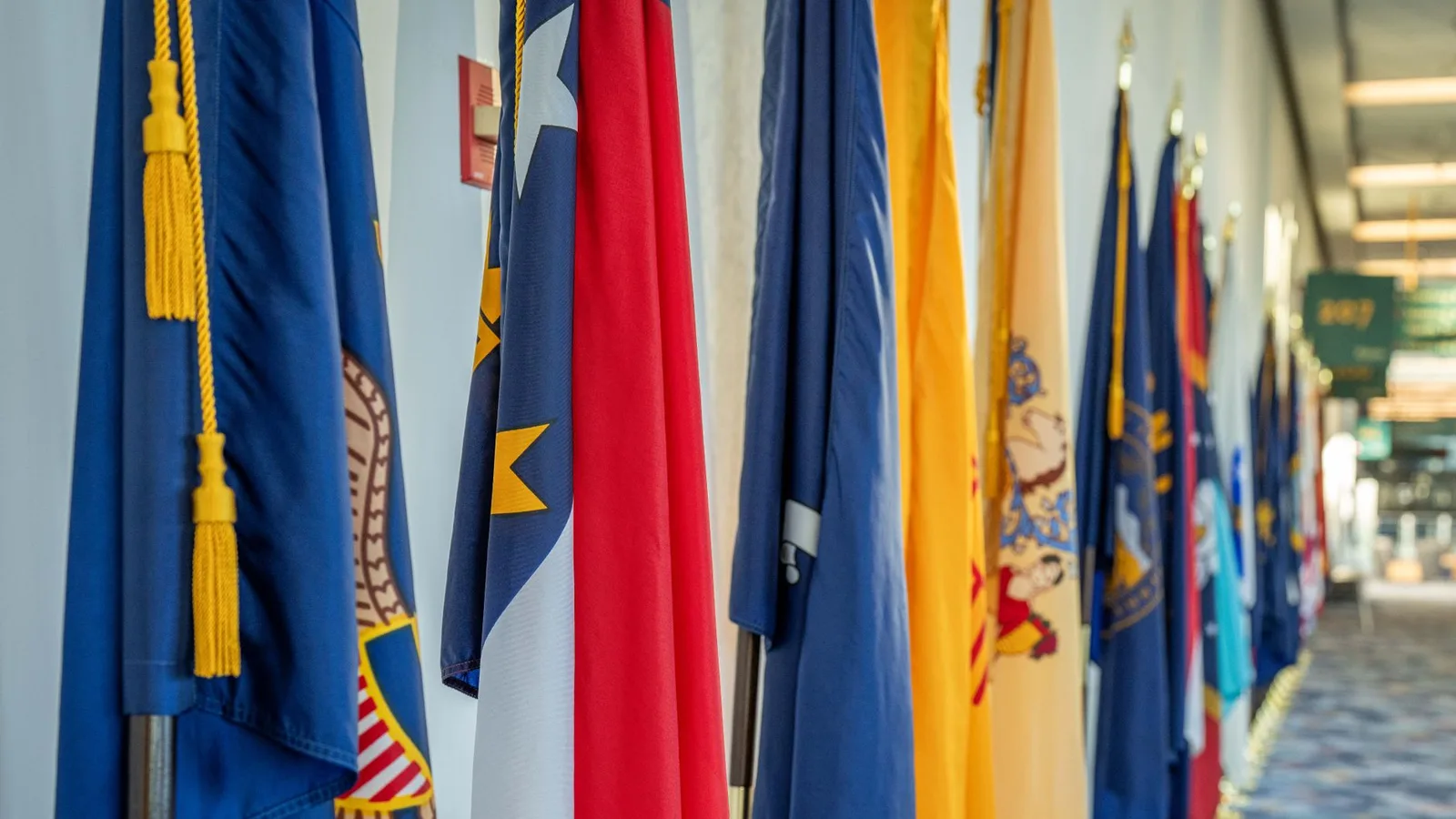 United Nations member-state flags flying at a UN complex (file photo); the UN released US$2 million from its emergency fund for Nepal flood relief