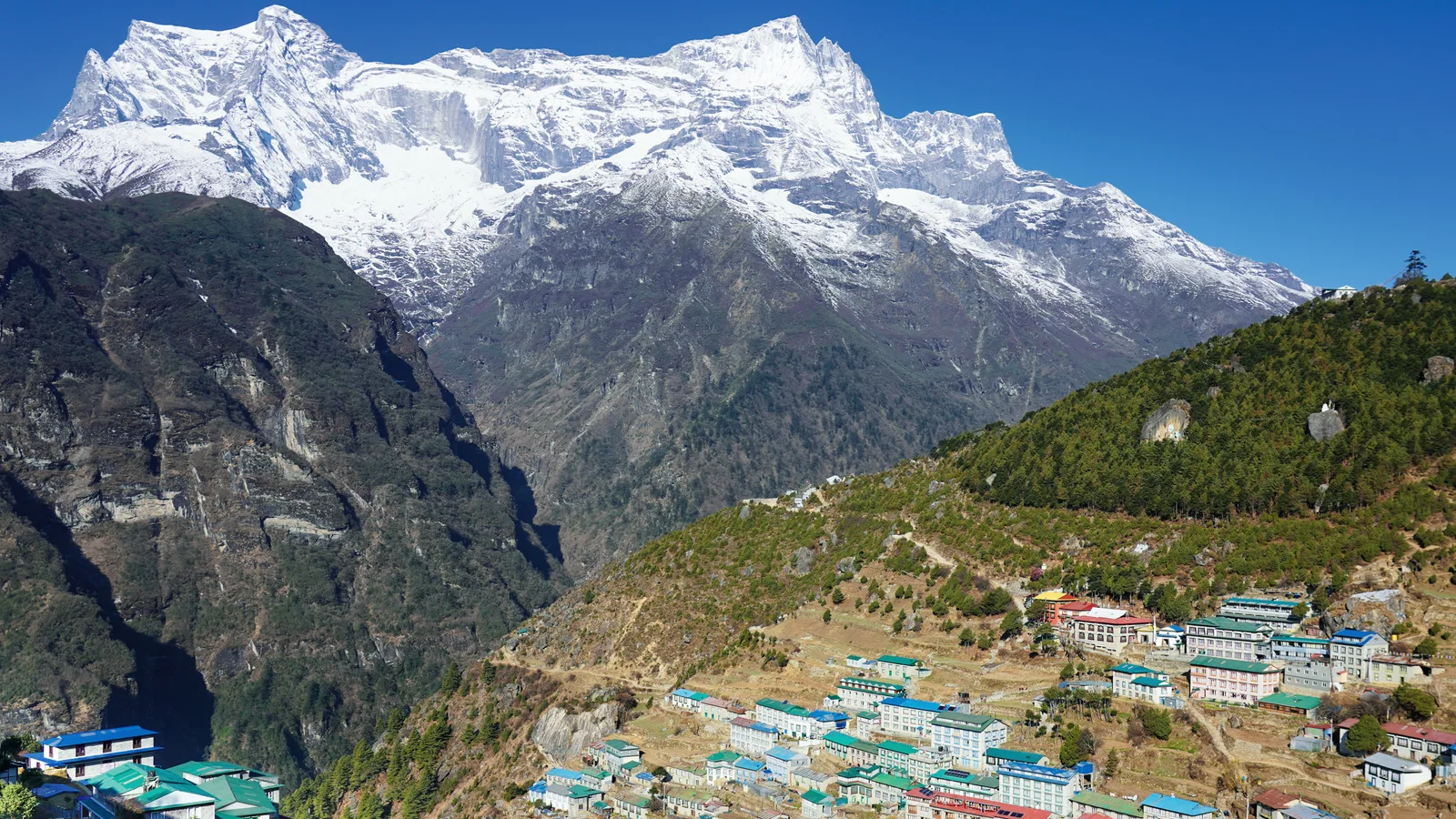 Namche Bazaar facing Kongde Ri towards west